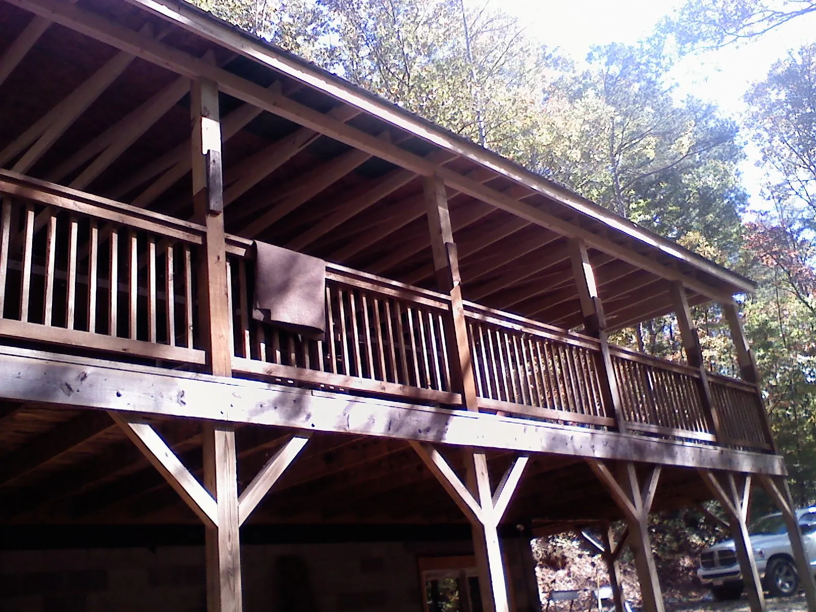 Timber framing under a new elevated porch and deck — Roof Leak Repair in Hawk Point by Roofing Brothers